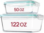 Vtopmart 122oz+50oz Large Glass Food Storage Containers with Airtight Lids, Big Glass Containers for Roasting Chicken, Baking Casseroles, Food Storage, Meal Prep, Fruits, Thanksgiving Meals, BPA-Free - Image 2