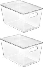 Vtopmart 2 Pack Clear Stackable Storage Bins with Lids, Large Plastic Containers with Handle for Pantry Organizer and Storage,Perfect for Bathroom,Cabinet,Kitchen,Fridge,Closet Organization - Image 2