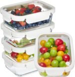 Vtopmart 5 Pack 35oz Glass Food Containers with Glass-Lids & Air Vent, Meal Prep Food Container Sets, Reusable Lunch box for leftovers, Save for Microwave, Oven, Freezer, and Dishwasher, BPA Free - Image 2