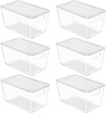 Vtopmart 6 Pack Clear Stackable Storage Bins with Lids, Medium Plastic Containers with Handle for Pantry Organizer and Storage,Perfect for Kitchen,Fridge,Cabinet, Closet,Bathroom Organization - Image 2