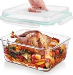 Vtopmart 6.5L/ 220oz/ 27.5cup Extra Large Glass Food Storage Containers with Snap Airtight Lids for Roasting Turkey, Chicken, Baking Casserole, Fruits, Party, BPA Free, Oven Safe, Freezer, Dishwasher - Image 2