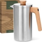 WALDWERK French Press (34 oz) - Stainless Steel Double Wall French Press Coffee Maker - Plastic Free Coffee Press with Oak Wood Handle - Insulated Stainless Steel Coffee Maker - Image 2