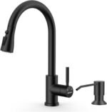 WEWE Kitchen Faucet with Pull Down Sprayer and Soap Dispenser, Stainless Steel Kitchen Sink Faucets, 3-Mode High Arc Single Handle Faucet for RV Farmhouse, Matte Black - Image 2