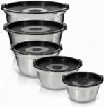 WHYSKO Stainless Steel Mixing Bowls with Lids Set - 5 Rustproof Metal Nesting Mixing Bowls Set for Kitchen, Meal Prep, Baking, Cooking, Storage, Dishwasher Safe - .75, 1, 1.5, 3 and 5 qt bowls - Image 2