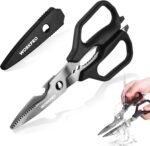 WORKPRO Kitchen Scissors, All Purpose Kitchen Shears with Detachable Titanium Coated Blades for Easy Cleaning, Heavy Duty Scissors for Meat, Fish, Nuts, Vegetables, Protective Cover Included - Image 2