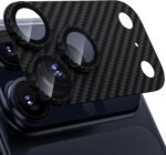 WSKEN for iPhone 17 Pro Max Camera Lens Protector, [Military Grade Shatterproof] [Strong Adhesion] Metal Aluminum Alloy Tempered Glass Camera Screen Protector, Crabon Fiber Texture - Image 2