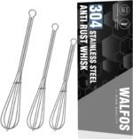 Walfos Mini Whisk,304 Anti-Rust Small whisk,Sturdy Stainless Steel Wire Tiny Whisks 6+7+8in,Ideal for mixing individual eggs, jams, spices and other small portion ingredients.(3pcs） - Image 2