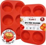 Walfos Silicone Muffin Pan - 6 Cup Non-Stick Silicone Cupcake Pan, Just PoP Out! Food Grade and BPA Free Baking Cups, Perfect for Egg Muffin, Cupcake, Dishwasher Safe (2 Pack Muffin Pan) - Image 2