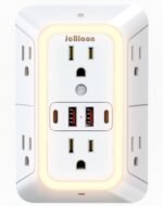 Wall Outlet Extender with Night Light, Power Plug Adapter 6 Outlet Extender with 4 USB Charging Ports 1050J Power Strip Multi Plug Adapter Spaced for Home Travel Office (2U2C) - Image 2