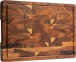 Walnut Wood Cutting Board End Grain Wooden Cutting Boards for Kitchen Chopping Block with Deep Juice Groove, Inners Handles, Gift Box, 16.5"x11.6"x0.8" - Image 2