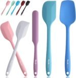 Wanbasion 5 Piece Premium Silicone Spatula Set Heat Resistant, Colorful Rubber Baking Spatula Set, Kitchen Spatula Set Dishwasher Safe for Nonstick Cookware Cooking Mixing Multicolor-6 - Image 2