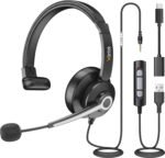 Wantek USB & 3.5mm Headset with Mic for PC/Laptop,Wired Headset with Noise-Cancelling Microphone & Audio Controls Perfect for Home Office Online Class Skype Zoom Call Center Webinar,Monaural - Image 2