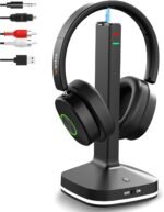 Wantek Wireless Headphones for TV Watching, TV Headphones Wireless for Seniors with Transmitter Charging Base, No Delay Bluetooth Headset for Hard of Hearing, Plug and Play - Image 2