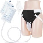 Wearable Urine Collector with Reusable Silicone Pouch Breathable Fixing Pants Urinary Drainage Bags 2000ml and 1000ml 1.2M Catheter for Travel Outdoor, Elderly Male Black - Image 2