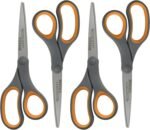 Westcott 8-Inch Titanium Bonded Straight Scissors, Soft Handle, Gray/Yellow, 4-Pack - Image 2