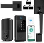 Wi-Fi Smart Deadbolt Lock with Handle Sets, Miuedo Keyless Entry Door Lock for Front Door, Compatible with Alexa & Google Assistant, Auto Locking-Black - Image 2