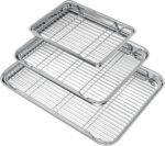 Wildone Baking Sheet with Rack Set (3 Pans + 3 Racks), Stainless Steel Baking Pan Cookie Sheet with Cooling Rack, Non Toxic & Heavy Duty & Easy Clean - Image 2