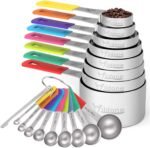 Wildone Measuring Cups & Spoons Set of 18 - Includes 8 Stainless Steel Nesting Measuring Cups, 9 Measuring Spoons, 1 Leveler, Ideal for Dry and Liquid Ingredients - Image 2