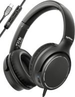 Wired Headphones with 3-Band EQ & Mic, Over Ear Headphones with 1.2m Tangle-Free Cord, USB C Headphones/Lightweight Headset/Foldable for PC, Phone, Laptop, Podcast, Travel, Office, Ideal Gift(Black) - Image 2