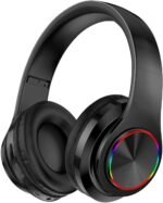 Wireless Bluetooth Headphones-Colorful Lights,Foldable,Bluetooth 5.0,10 m Range,Stereo Surround,Built-in Microphone,Comfortable affixed Ears (Black) - Image 2
