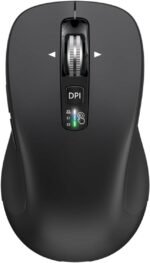 Wireless Bluetooth Mouse (USB + BT1 + BT2), Full Size, 4-Way Scrolling, Multi-Device Silent Mouse for Computer, Laptop, iPad, MacBook (Black) - Image 2