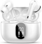 Wireless Earbuds, Bluetooth 5.4 Headphones Bass Stereo, Ear Buds with Noise Cancelling Mic, LED Display in Ear Earphones Clear Calls, IP7 Waterproof Bluetooth Earbuds for Phones/Sports/Laptop, White - Image 2