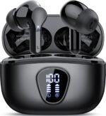 Wireless Earbuds, Bluetooth 5.4 Headphones HiFi Stereo, Bluetooth Earbuds with ENC Noise Cancelling Mic, IP7 Waterproof in Ear Earphones, 48H, LED Display Ear buds for Pad Workout Sports, Black - Image 2