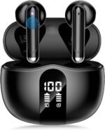 Wireless Earbuds, Bluetooth 5.4 Headphones HiFi Stereo, Ear Buds with 50H Playback, LED Display Wireless Earphones Clear Calls, IP7 Waterproof, Bluetooth Earbuds for Laptop/Phones/Sports, Black - Image 2