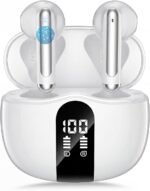 Wireless Earbuds, Bluetooth 5.4 Headphones HiFi Stereo, Ear Buds with 50H Playback, LED Display Wireless Earphones Clear Calls, IP7 Waterproof, Bluetooth Earbuds for Laptop/Phones/Sports, White - Image 2
