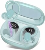 Wireless Earbuds, Headphones Sport Bluetooth 5.4, Over Ear Buds with ENC Noise Canceling Mic, Deep Bass Stereo Earphones with Hook, 50H, LED Display, IP7 Ear Buds for Workout Running, Light Green - Image 2