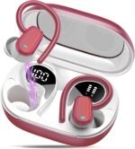 Wireless Earbuds, Headphones Sport Bluetooth 5.4, Over Ear Buds with ENC Noise Canceling Mic, Deep Bass Stereo Earphones with Hook, 50H Playback, LED Display, IP7 Ear Buds for Workout Running, Red - Image 2