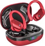 Wireless Earbuds, Sports Bluetooth Headphones, 80Hrs Playtime Ear Buds with LED Power Display, Noise Canceling Headset, IPX7 Waterproof Earphones for Workout/Running (Red) - Image 2