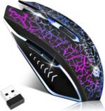 Wireless Gaming Mouse, Rechargeable Wireless Computer Mouse, 7-Color LED Light, Ergonomic Mouse with 6 Silent Click Buttons, 3 Adjustable 2400 DPI Wireless Mouse for Laptop,PC,Mac, Black - Image 2
