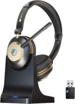 Wireless Headset, 5.3 Bluetooth Headset with Microphone Noise Canceling & USB Dongle, 50hrs Wireless Headphones with Mic Mute & Charge Dock for Call Laptop Computer Phone Teams Office Remote Work - Image 2