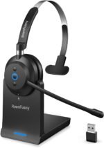 Wireless Headset with Mic for Work, Clear Sound ＆ Comfortable Computer Headset with Microphone, Bluetooth Headset with Charging Base & USB Dongle for Home/CallCenter/Teams/Zoom/Skype(Black) - Image 2