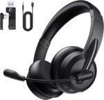 Wireless Headset with Mic for Work with AI Noise Cancelling Mic for Clear Calls, Bluetooth V5.3 Headphones with Microphone to USB A/C Dongle & Mic Mute for Computer Laptop PC iPhone (Black) - Image 2