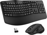 Wireless Keyboard and Mouse Combo, 2.4G Full Size Wave Keys Ergonomic Keyboard with Wrist Rest and 3-Level DPI Adjustable Wireless Ergonomic Mouse for Windows, Mac OS Desktop/Laptop/PC(Black) - Image 2
