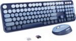 Wireless Keyboard and Mouse Combo, Retro Typewriter Keyboard with Round Keycaps, Full-Size Ergonomic, Blue, Ideal for Windows PC, Home, Office, and College, Wireless Keyboard Mouse Combo - Image 2