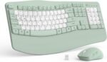 Wireless Keyboard and Mouse Combo,2.4G Full Size Wave Keys Ergonomic Keyboard with Wrist Rest for Natural Typing, 3 DPI Adjustable Ergonomic Mouse for Computer/Laptop/Windows/Mac (Avocado Green-B) - Image 2