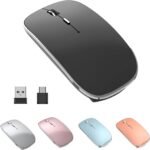 Wireless Mouse Chargeable Portable Silent USB-A and Type-C Dual Mode Wireless Mouse 3 Adjustable DPI for Laptop, Mac, Android, PC (Q23S Black) (Black) - Image 2
