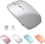 Wireless Mouse Chargeable Portable Silent USB and Type-C Dual Mode Wireless Mouse 3 Adjustable DPI for Laptop, Mac, Android, PC (Q23S Black) (Grey) - Image 2