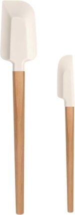 Wooden Handle Spatula Set, 12" & 9" Rubber Spatula Silicone Spatulas for Baking Cooking and Mixing. - Image 2