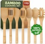 Wooden Utensil Set, Bamboo Utensils – 7 PCs Wood Spoons for Cooking, Easy to Clean, Sturdy, Lightweight & Heat Resistant - Image 2