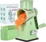 Xilrvna RotaryCheeseGrater,VegetableShredder 5 in 1 Cheese GraterwithHandleedderReinforcedSuction,EasytoClean,KitchenChopperforCrushedIce,Fruits and Nuts with Blade StorageCase（light green） - Image 2
