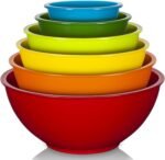 YIHONG 6 Piece Plastic Mixing Bowls Set, Colorful Serving Bowl for Kitchen, Ideal for Baking, Prepping and Cooking,Nesting Design for Space Saving Storage, Rainbow - Image 2