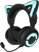 YOWU Cat Ear Headphones 4GS - RGB Gaming Headset with Mic & 2.4G USB/Type C Dongle for PC/PS4/PS5/XBOX/Switch, Wired/Wireless Bluetooth Headphones(Black) - Image 2