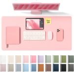 YSAGi Leather Desk Protector, Office Mat, Large Mouse Mat, Non-Slip PU Leather Blotter, Laptop Desk Pad, Waterproof Writing Pad for Office and Home (Light Pink, 31.5" x 15.8") - Image 2