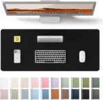 YSAGi Leather Office Desk Pad Protector, Large Mouse Pad, Non-Slip, PU Leather, Laptop Desk Blotter, Waterproof Writing Pad for Office and Home, Black, 23.6" x 13.8" - Image 2