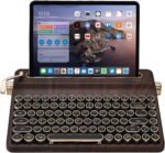 YUNZII QL75 Wireless Typewriter Hot Swap Retro Mechanical Keyboard,Punk Round Keycaps,RGB Backlit QMK/VIA Programmable, Multi-Device Keyboard with 2.4GHz/Type-C/BT5.0 (Wood, Onyx Switch) - Image 2