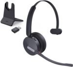 Yealink WH64 Hybrid DECT& Bluetooth Wireless Headset, 492ft Range Mono Teams UC Headphones with DECT Dongle & Charging Stand, 3X Mic, 26H Talk Time,Portable Single Headsets for PC,Cellphone,Laptop - Image 2